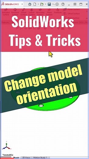 Change model orientation #solidworks #orientation #solidworkstutorial #solidworkstips