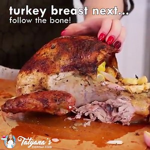 9K views · 46 reactions | Learn how to carve your turkey like a pro this Thanksgiving! It's easier than you think! Watch my step-by-step tutorial for all the details; full video on YouTube! Get the turkey recipe here: https://tatyanaseverydayfood.com/recipe-items/carve-a-turkey/ | Tatyana's Everyday Food | Facebook