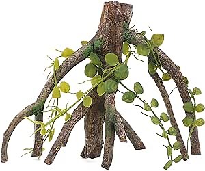 AQUA KT Reptile Corner Climbing Branch with Plant Snake Climb Tree for Bearded Dragon Lizard Hermit Crab Crested Gecko Leopard Chameleon Frog Terrarium Habitat