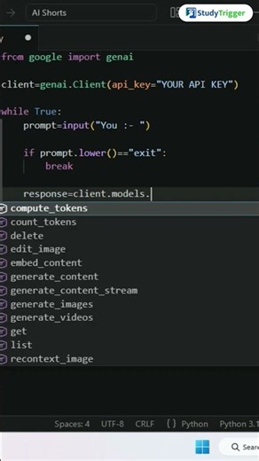 Talk to Gemini AI in Just 15 Lines of Python! #ai #gemini #python