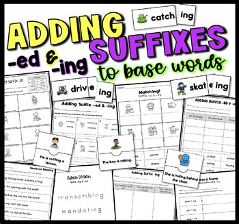 Adding Suffixes ed and ing Worksheets Games Drop Rule Double Rule Spelling