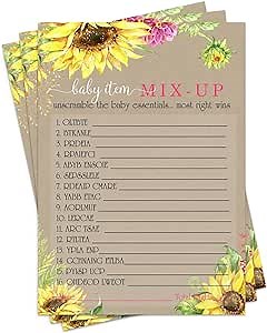 Sunflower Baby Shower Word Scramble Game - 25 Pack - Fun Baby Games for Baby Showers - Gender Neutral Theme - Unique Favors & Decor Ideas