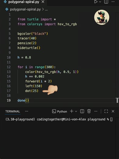 Cómo crear una espiral arcoíris en Python