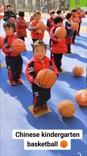 Exciting Chinese Kindergarten Basketball Action