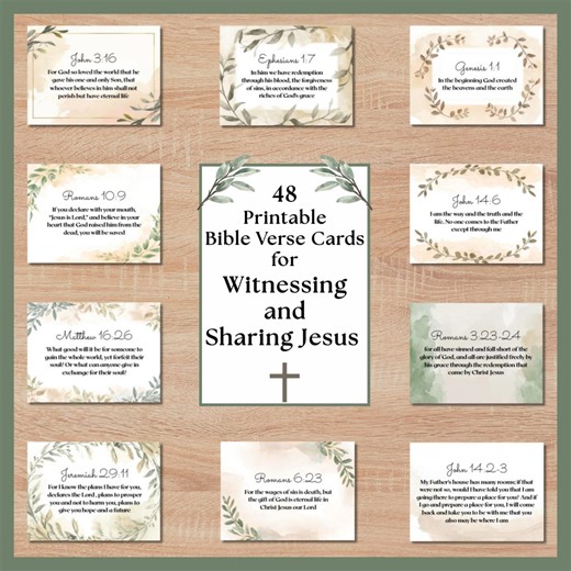 Printable Bible Verse Cards: Witnessing and Sharing Jesus, Christian Scripture Cards, Evangelism Tools - Etsy