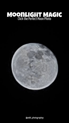 ᴀɴᴋɪᴛ_ᴘʜᴏᴛᴏɢʀᴀᴘʜʏʏ|300ᴋ on Instagram: "Wait for Final Result 😳 😲 〰️〰️〰️〰️〰️〰️〰️〰️〰️〰️〰️〰️〰️〰️〰️〰️〰️〰️〰️〰️ 🌕 Moonlight Magic: Capture the Perfect Moon Photo! 📸 Want to click stunning moon photos like a pro? Follow these simple steps to capture the moon in all its glory using your mobile camera! 📸 Steps: 1. Switch to Pro Mode for full control. 2. Set ISO to 100 for noise-free, clear images. 3. Adjust the Shutter Speed to balance the moon’s brightness and details. 4. Use 2x Zoom to bring the m