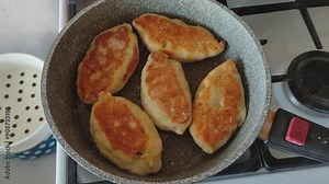 Process of making fried pies in a frying pan