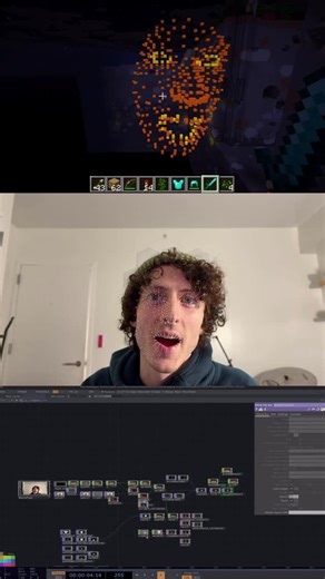 Torin Blankensmith on Instagram: "Genuary Day 12 Prompt: Boxes only. Got the #TouchDesigner to Minecraft integration working all thanks to @peterwhidden setting up a custom paper MC plugin that can accept voxel data over websocket. We also got it animating with POPs data as well. Face tracking data done with the MediaPipe plugin co-created by myself and @domscott.art #genuary #genuary12 #genuary2026 #minecraft"