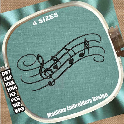 Music Notes Embroidery Patterns | Musical Note DST File | Music Note PES File | Musical Notes Embroidery Design | Music Embroidery Files - Etsy