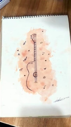 Guitar art water colour for beginners #watercolorpainting #guitar #artforbeginners #trendyshorts