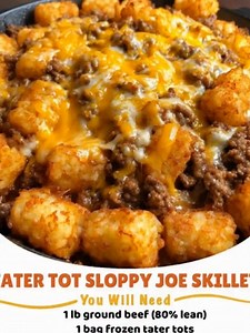 Calling all comfort food lovers! Get ready to dive fork-first into a dish that's pure, unadulterated joy: Tater Tot Sloppy Joe Skillet! It's a cheesy, beefy, tot-tastic dream come true, and guess what? You can whip it up right in one pan! It's honestly the easiest, most delicious weeknight dinner you'll make all month. Trust me on this one! | Old Tasty Recipes