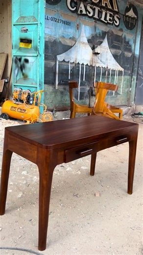 Modern study table with two drawers for your essentials organization. Perfect for home offices, study corners - provides both comfort and style. Perfect for small spaces. #study #student #books #interiordesign #architecture #school #salamafurniture #office #work #kenyantiktok🇰🇪 #mombasatiktokers