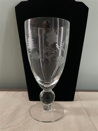 Mid Century Etched Crystal Ball Footed Stemware-8 - Etsy