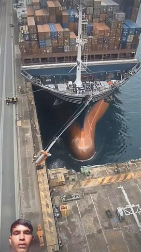Heavy Loaded Ship Crashing Port😱 #ship#cctv​#cctvcamera​ #cargoship​ #cargo​ #sea​#ship​#viral​ #ai
