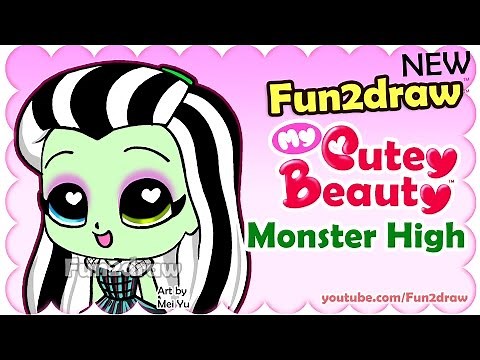How to Draw a Frankie Stein Monster High | Fun2draw Cutey Beauty (Online Drawing Lessons)
