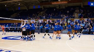 Fought to the finish 💪 Watch the match-ending point that won us set three, 31-29 🔥 #GoDuke | Duke Volleyball