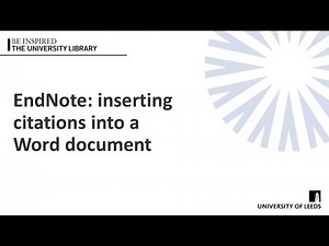EndNote 21: Inserting Citations