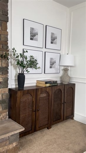 Ashley Brandfass on Instagram: "I saved $1,500 by not buying the designer cabinet. Let me know what you think of the final look! 👀 I used @varathane stain in dark walnut for the cabinet and the cane webbing. And used @ikeausa IVAR cabinets as the base. They are a great cabinet to use for a lot of IKEA hacks. Thanks to @torimohnflips for giving me the idea to do this! Comment DETAILS for a full length tutorial + all the links to what I used."