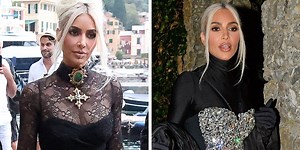 Kim Kardashian Wore a Sheer Black Lace Dress, Then a Silver Corset to Kourtney's Wedding and Reception