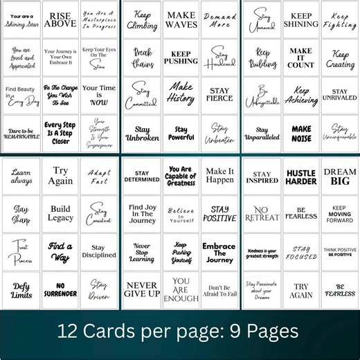 108 Printable Inspirational Quote Cards: Minimalist Positivity Notes (digital Download) - Etsy UK