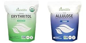 Durelife USDA organic erythritol sweetener 5 LB and Durelife Allulose sweetener, 1 lb 100% Pure No Erythritol