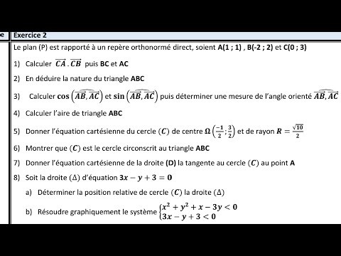 Produit scalaire contrôle surveillé 1bac