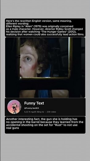 Here’s the rewritten English version, same meaning, different wording:Ellen Ripley in *Alien* (1979)