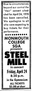 Apr 24, 1970: Steel Mill at Monmouth College West Long Branch, New Jersey, United States | Concert Archives
