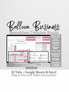 Balloon Business Template Bundle, Balloon Artist Event Decorator Google Sheet, Balloon Event Planner, Decor Company Excel, Balloon Designer - Etsy