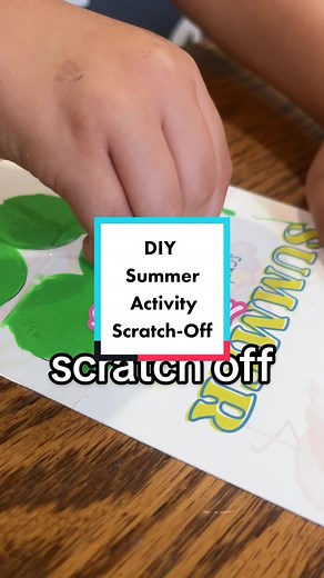 ✨DIY SCRATCH OFF✨ Up the summer fun level by making your own DIY scratch off! Pretty simple and so exciting for your little one 🫶🏼 You could fill the circles with anything! I chose to write 6 different outing adventures on ours Here’s what you need: ☀️ printable on CARDSTOCK - comment “ME” and I’ll send it to you! ☀️ markers or writing utensil ☀️ dish soap ☀️ acrylic paint ☀️ packing tape Here’s how to do it: 1️⃣ Print your printable on cardstock 2️⃣ Write activity options in the circles 3️⃣ C