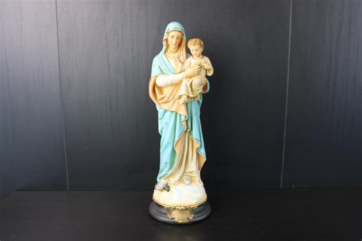 Antique Religious Statue Virgin Mary Lady Madonna With Child. - Etsy