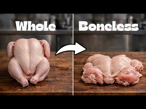 Knife Skills #104 | How to Debone Chicken Like a Chef | Turn Whole Chicken Into Boneless Cuts