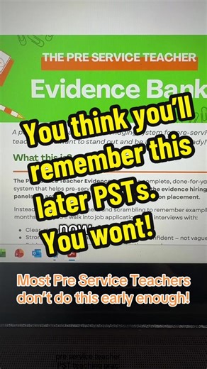 ⭐️ Pre-service teachers - this is for every stage of your degree. If you’re on teaching prac and Key Selection Criteria feel confusing, that’s completely normal! KSC can seem confusing and multi layered and knowing how to address them in writing or in an interview situation is stressful! The KSCs you’ll need for your first teaching job are the same whether you’re first year or final year. The difference is whether you’ve captured evidence as it happens. My PST Evidence Bank helps you record shor