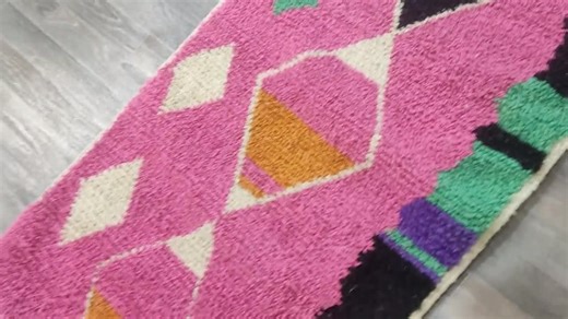 Handwoven Pink Berber Runner Rug: Colorful Moroccan Boujaad Wool Carpet - Etsy