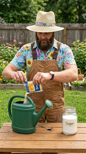 The secret strawberry trick nobody talks about: sugar + yeast 😳🍓 #garden #gardening #shorts #diy