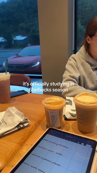 Rainy Day Study Session at Starbucks: Coffee, Study Motivation, and Fall Aesthetic