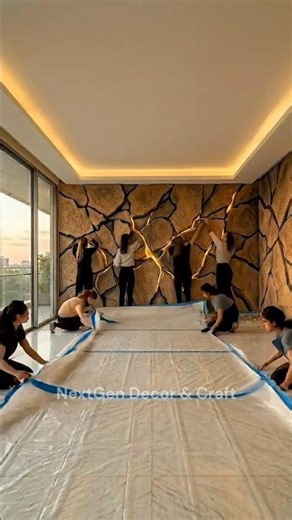 Luxury Cracked Earth Wall Design | 3D Desert Texture Interior Transformation 🌵#shorts #art #diy