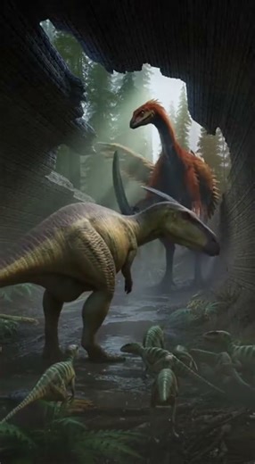 Hadrosaurus vs a solitary Therizinosaurus with giant claws in a Prehistoric World