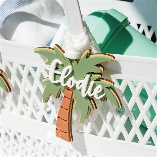 Palm Tree Name Tag Bag Tag Acrylic Bag Tag Keychain - Etsy