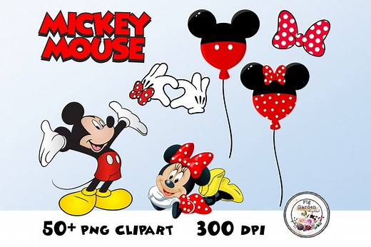 Mickey Mouse Clipart, 50  PNG Images, Party Decorations (digital Download) - Etsy