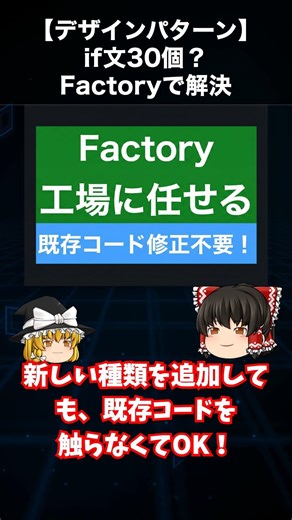 【デザインパターン】if文30個？Factoryで解決