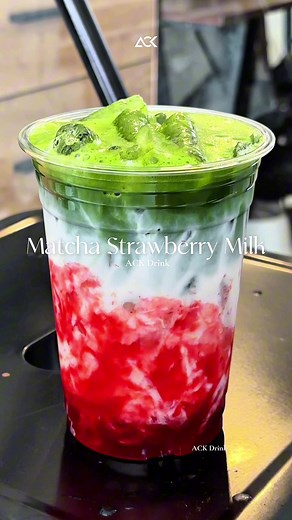🍓✨🌱 มัทฉะสตรอเบอร์รี่ๆๆๆๆ #ackdrink #matcha #strawberry | Matcha