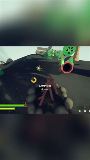 Green Alien's Survival: Food, Binoculars & Campfire Secrets! #shorts