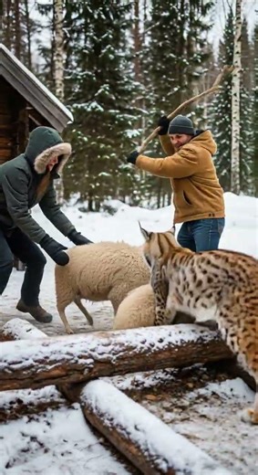 Trapped Lynx Snatches Sheep — Owners Rush to Save Livestock Fast #wildlife #farmrescue #lynx