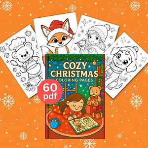 Cozy Christmas Coloring Book, 60 Cute Pages for Kids and Teens, Fun Holiday Coloring Bundle, PDF Download, Printable Whims, Coloring PDF - Etsy