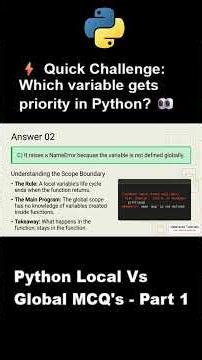 Python MCQ Lecture 12 - Quiz Part 1 - Global vs Local Variables | DVT101