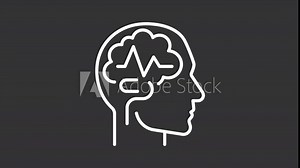 Epilepsy white line animation. Animated brain activity icon. Epileptic episode. Seizure disorder awareness. Black illustration on white background. HD video with alpha channel. Motion graphic Stock Video