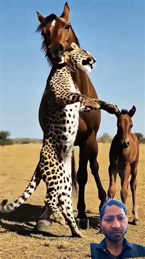 horse 🐎 attack leaopard 🐅