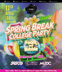 17/4(Sat) 🏫Spring Break College FOAM Party📚🎒 【⚡Get FREE tickets & sign up @ https://cubic-0417springbreak.eventbrite.hk 】 . ✨April is just around the corner, which means students are gearing up for 🎒SPRING BREAK and all your friends 👩🏼‍🤝‍👩🏻👨🏻‍🤝‍👨🏼 are back in town! 🎉🎉It's time to P-A-R-T-Y!🔥There’ll be a “FOAM & BUBBLE” paradise! Let’s get wet & wild to to greet the Spring Break! Save the date for us!! **🎓Dress in school uniform to enjoy FREE entry before 1am🎒** . 4月17日 (週六)🎒