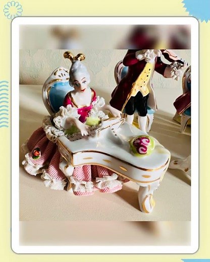 Dresden Porcelain Figurines – Lace Trimmed Collectible Pair, Made in Germany